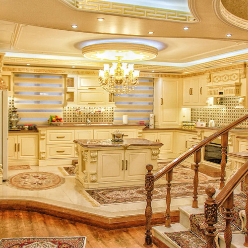 کابینت کلاسیک رنگ کرم دوبلکس